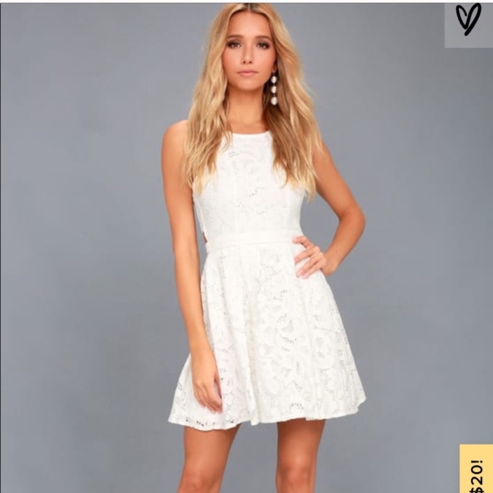 Lulus white lace cutout dress- Medium